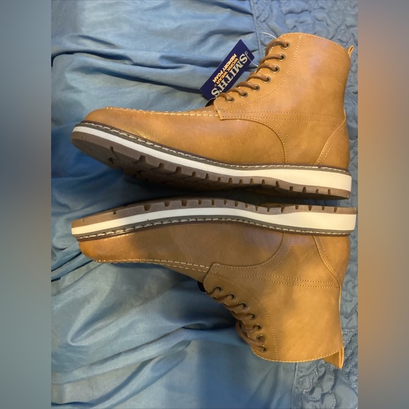 Smith's Workwear Austin Men's Vegan Leather Lace Up Ankle Boots in Tan Size 10 - Picture 5 of 7